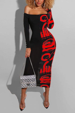 Fashion Letter Print Maxi Dress