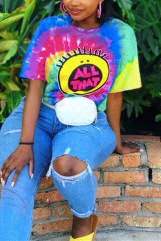 Casual Loose Printed Colorful T-shirt