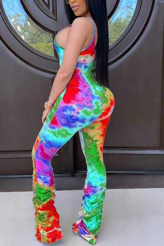 Sexy Printed Multicolor Sling Jumpsuit
