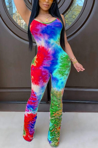 Sexy Printed Multicolor Sling Jumpsuit