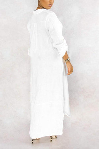 Casual Loose Solid Color Shirt Dress