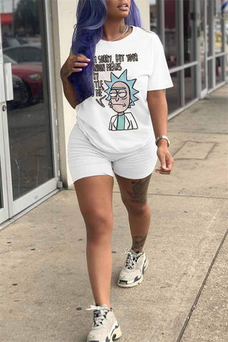 Casual Cartoon Printed T-shirt Set