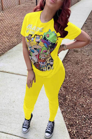 Fashion Cartoon Printed Casual Set