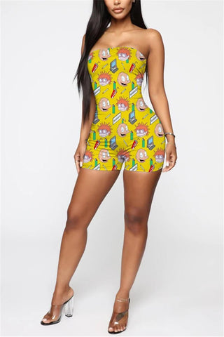 Sexy Cartoon Printed Strapless Romper