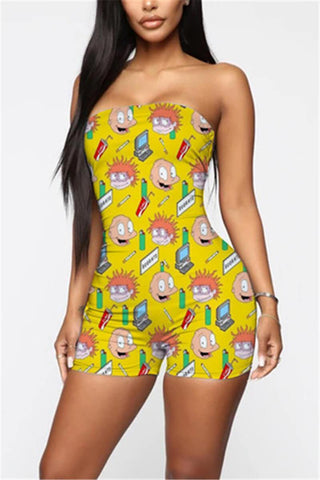 Sexy Cartoon Printed Strapless Romper