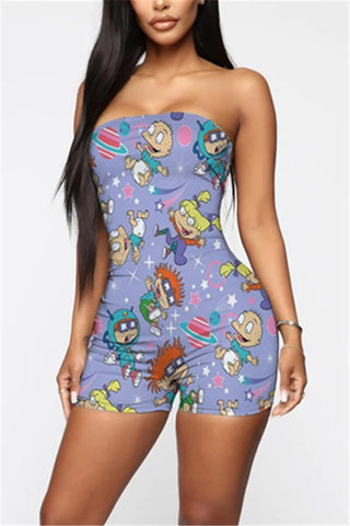 Sexy Cartoon Printed Strapless Romper