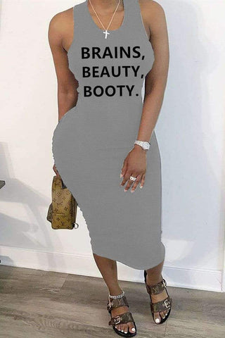 Sexy Letter Printed Sleeveless Dress