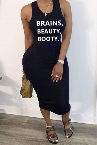 Sexy Letter Printed Sleeveless Dress