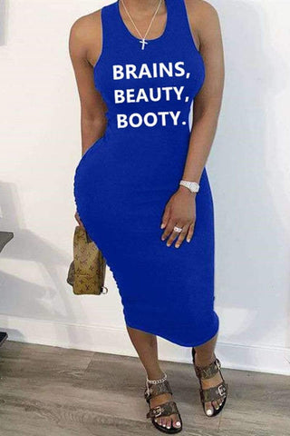 Sexy Letter Printed Sleeveless Dress