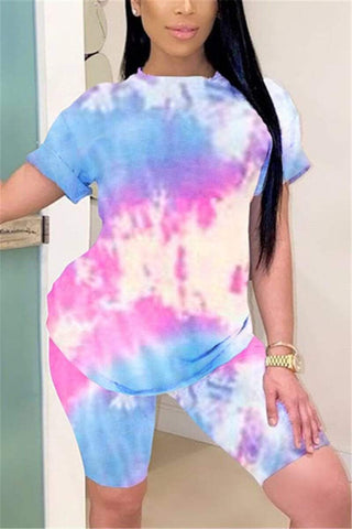 Casual Tie-dye Printed Two Piece