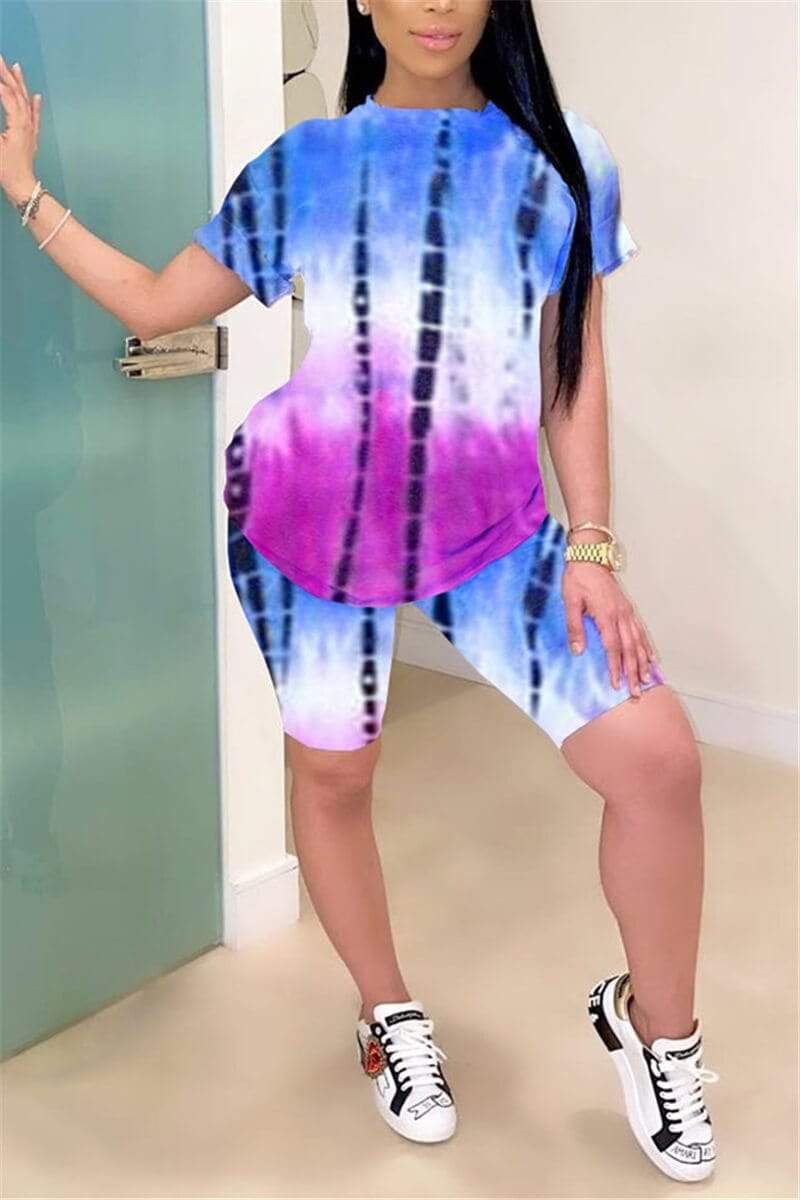 Casual Tie-dye Printed Two Piece