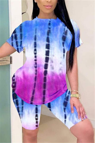 Casual Tie-dye Printed Two Piece