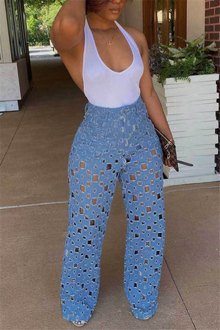 Fashion High Waist Cutout Wide-leg Pants