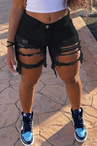 Sexy Broken Hole Denim Shorts