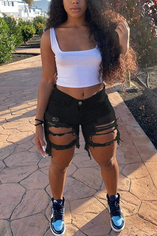 Sexy Broken Hole Denim Shorts