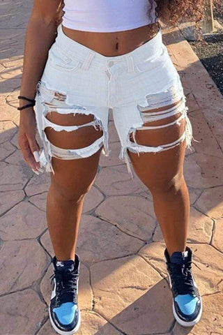 Sexy Broken Hole Denim Shorts