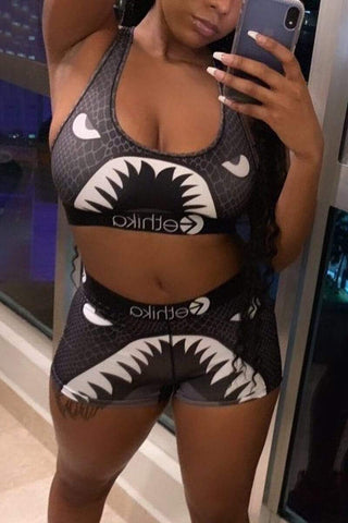 Sexy Print Vest Shorts Set