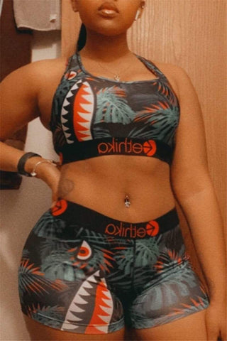 Sexy Print Vest Shorts Set