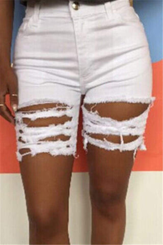 Fashion Broken Hole Denim Shorts