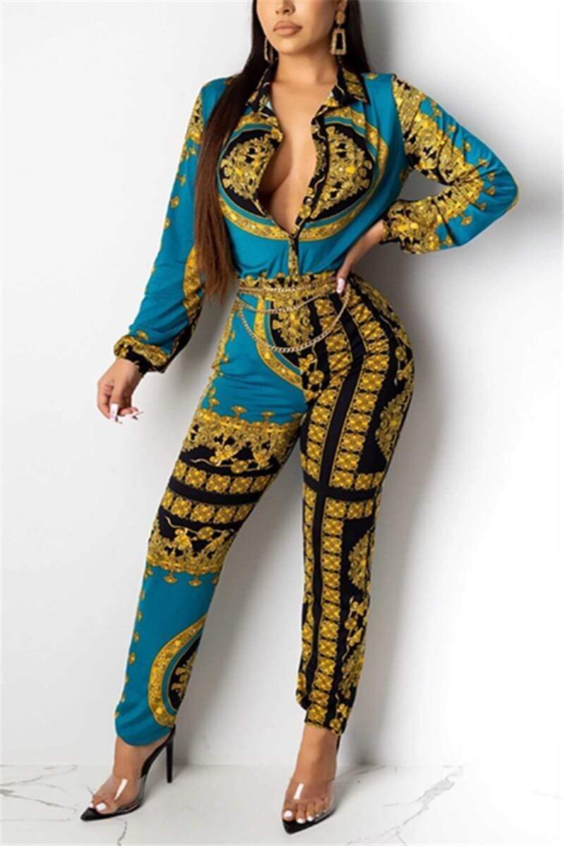 Fashion Digital Print Multicolor Jumpsuit