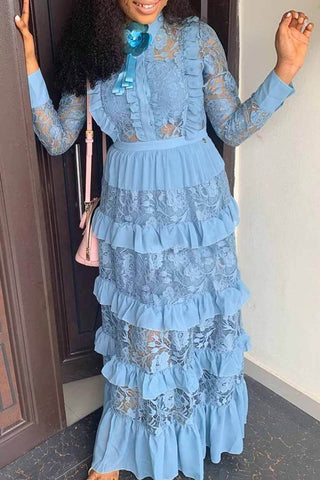 Fashion Lace Stitching Cake Dress