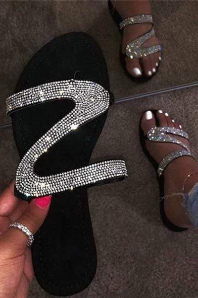 Fashion Rhinestones Decorated Platform Sandals