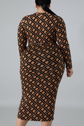 Fashion Long Sleeve Printed Dress