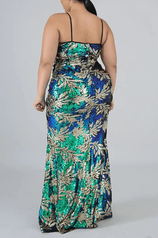 Fashion Sling V-Neck Fishtail Sequin Dress