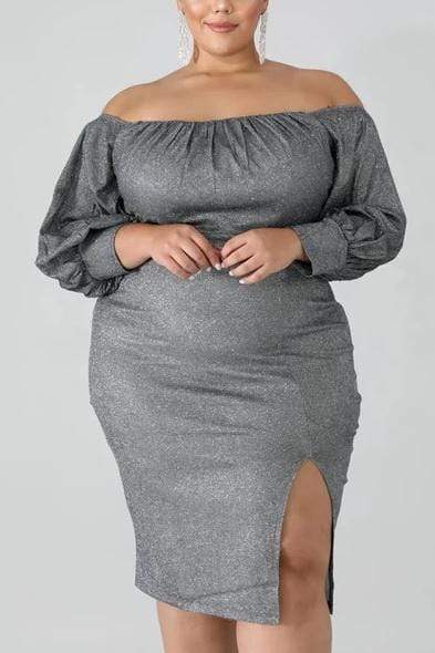 Fashion Strapless Slit Sexy Dress