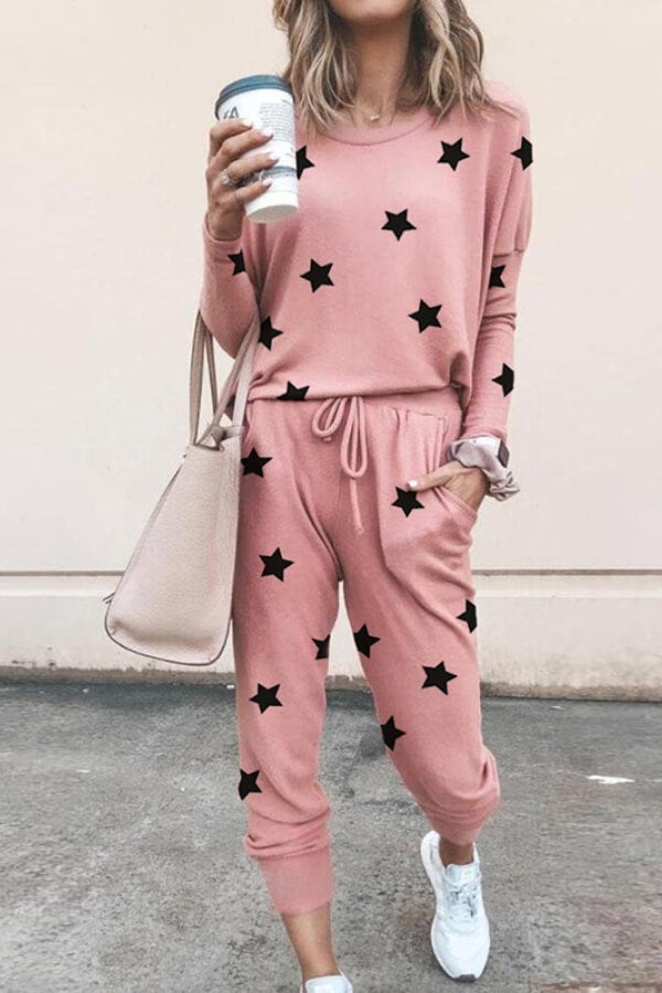 Fashion Casual Regular Print Two Piece