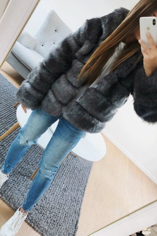 Fashion Solid Color Thickened Imitation Rabbit Fur Coat