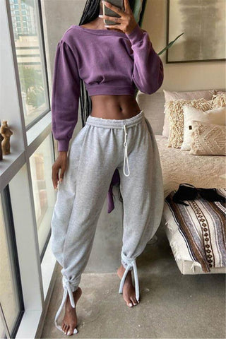 Fashion Casual Regular Solid Color Sportswear Trousers