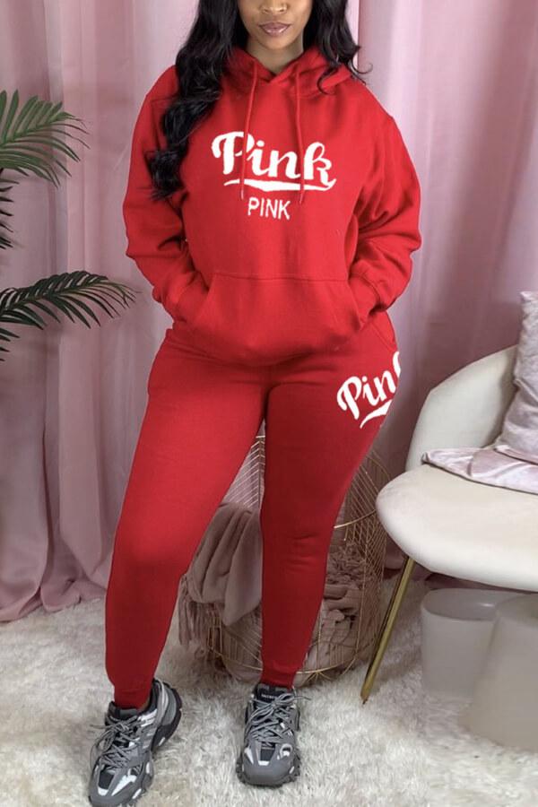 Casual Sportswear Solid Color Letter Print Two Pieces