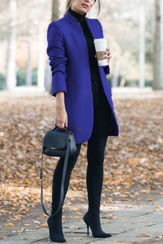 Elegant Fall Outfits Fashion Solid Color Stand-up Collar Coat