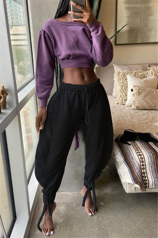 Fashion Casual Regular Solid Color Sportswear Trousers