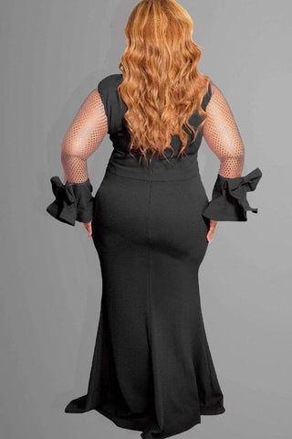 Grid Stitching Solid Color Large Size Dress