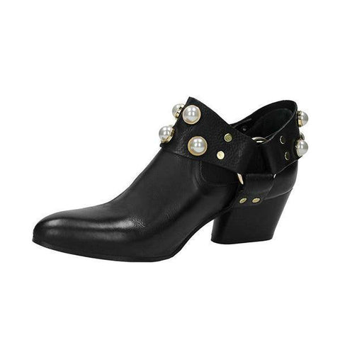 Pearl Pointed Toe Ankle Boties Slip-On Women Boots