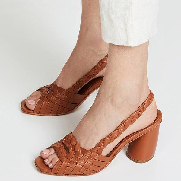Chunky Heel Summer Pu Sandals