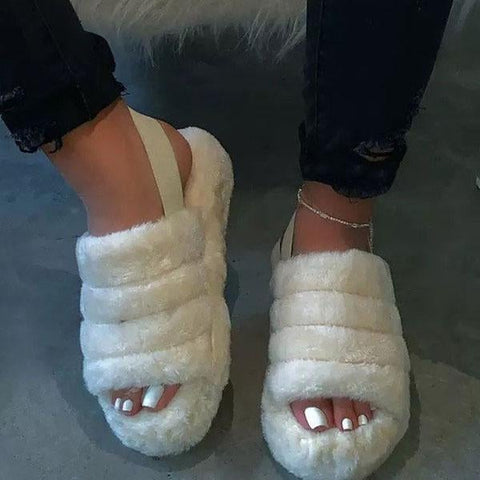Fur Sling Back Slipper Sandals