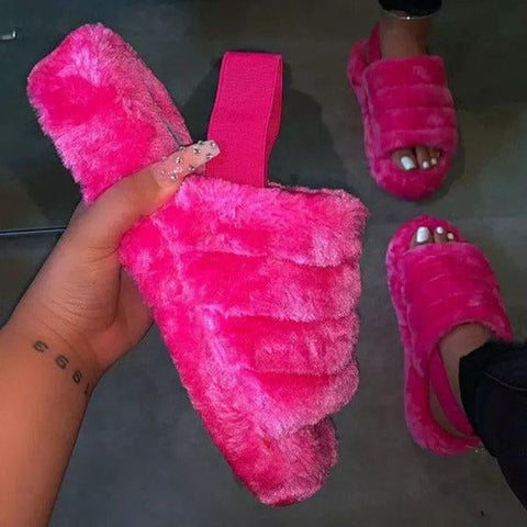 Fur Sling Back Slipper Sandals