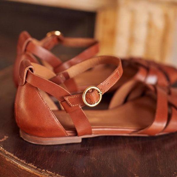 Rodress-crossed-strap-flats-adjustable-buckle-sandals