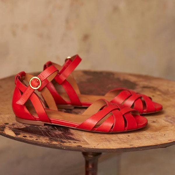 Rodress-crossed-strap-flats-adjustable-buckle-sandals