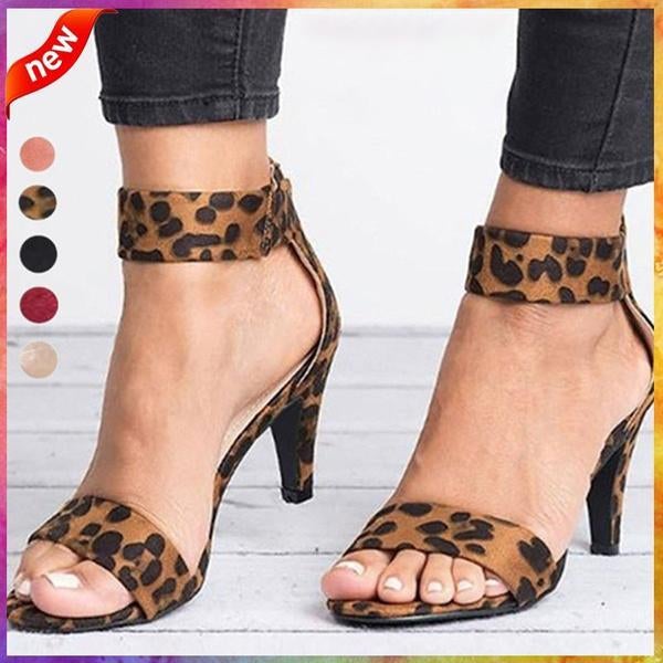 2021 New High Quality Women Summer Leopard Print Open Toe Sandals