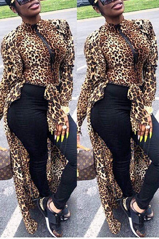 Leopard Cloak Top