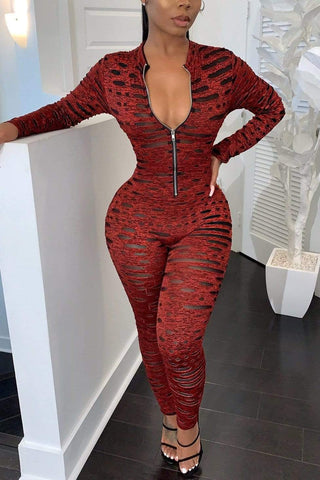 Fashion Digital Printing Metal Zipper Jumpsuit