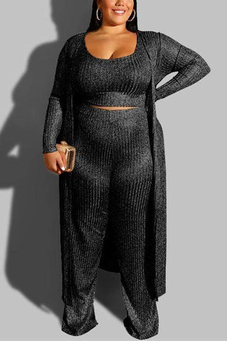 Casual Gold Plus Size Three-Piece Suit