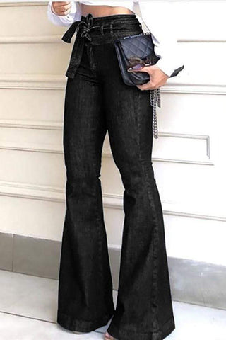 Fashion High Waisted Bandage Jeans