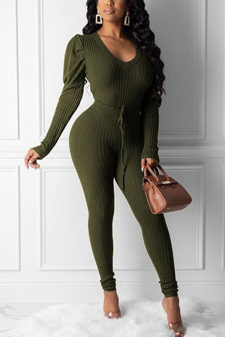 Casual Long Sleeve V-Neck Two Piece