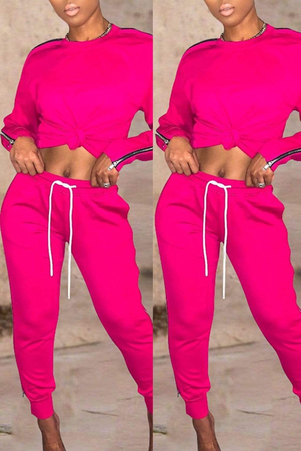 Casual Sports Zippers Two Piece