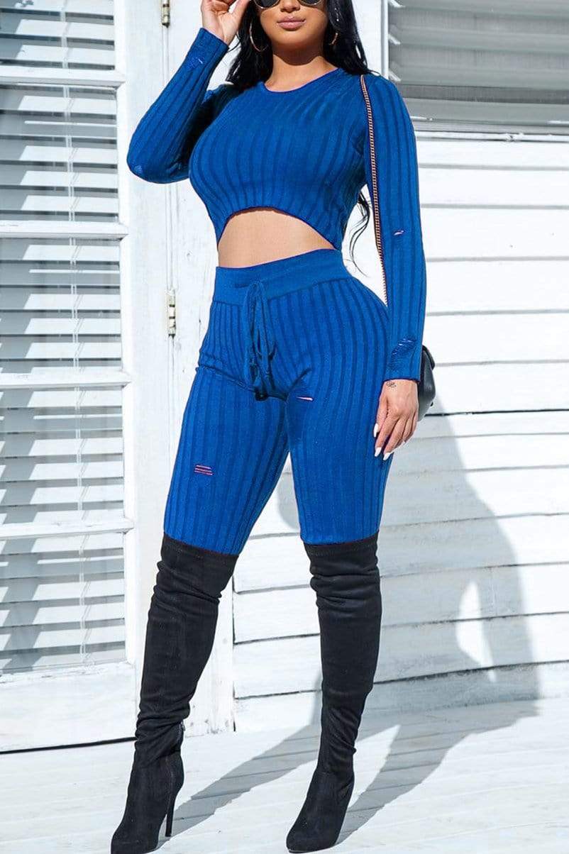 Casual Pure Colour Hooded Two Piece